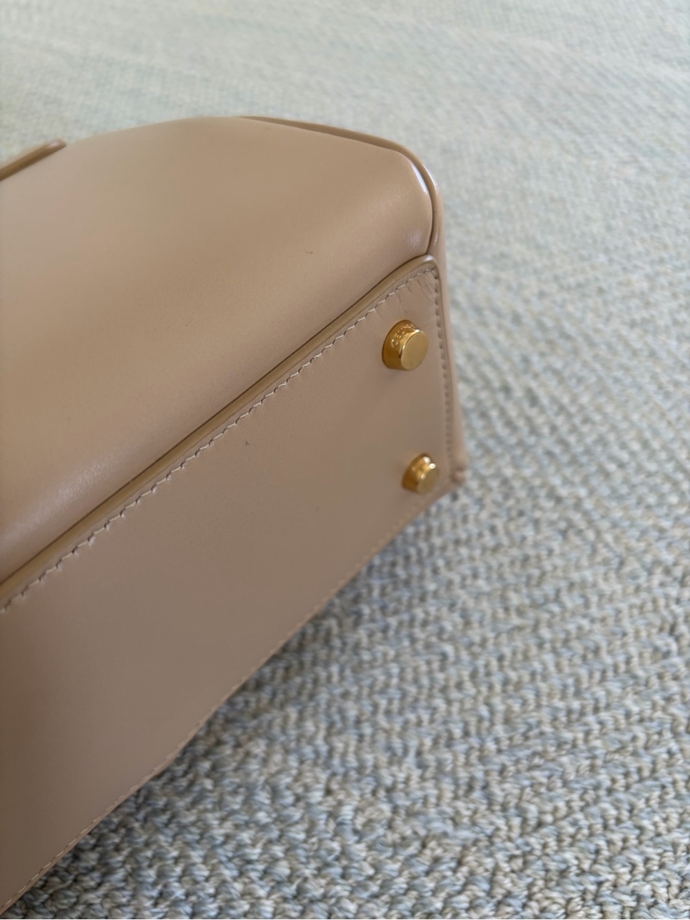 Celine Taupe Leather Top-Handle Shoulder Bag with Gold Hardware - Picture 6 of 10